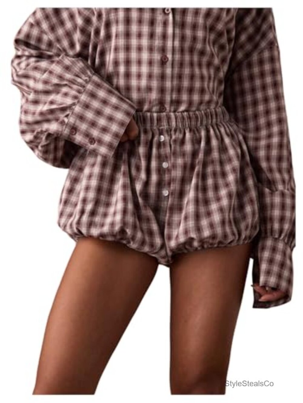 Plaid Bubble Bloomer Shorts Low Rise Elastic Waist Y2K Lounge